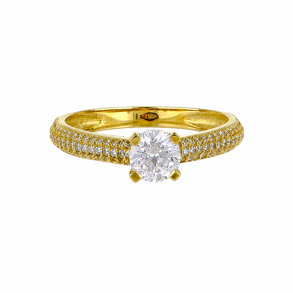 Anillo en oro 18k, con piedra blanca