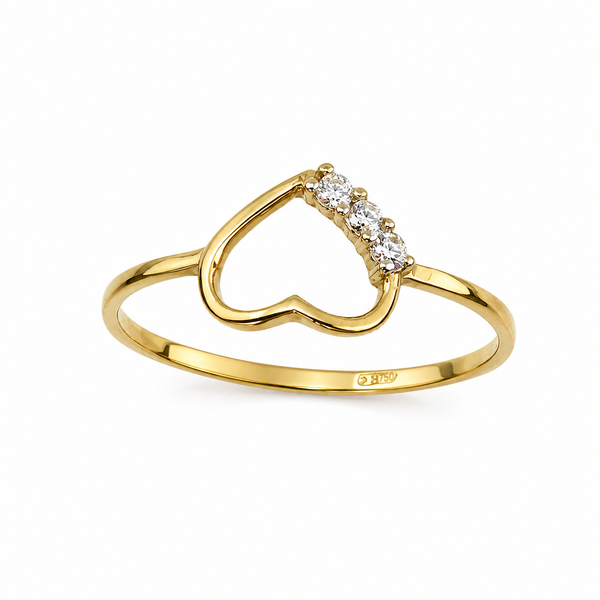 Anillo corazón, en oro 18k