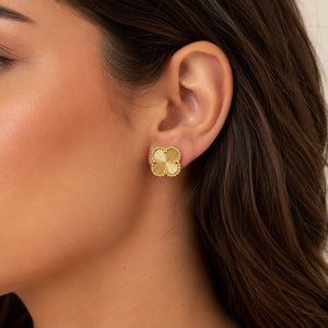 Pendientes de trébol, en oro 18k