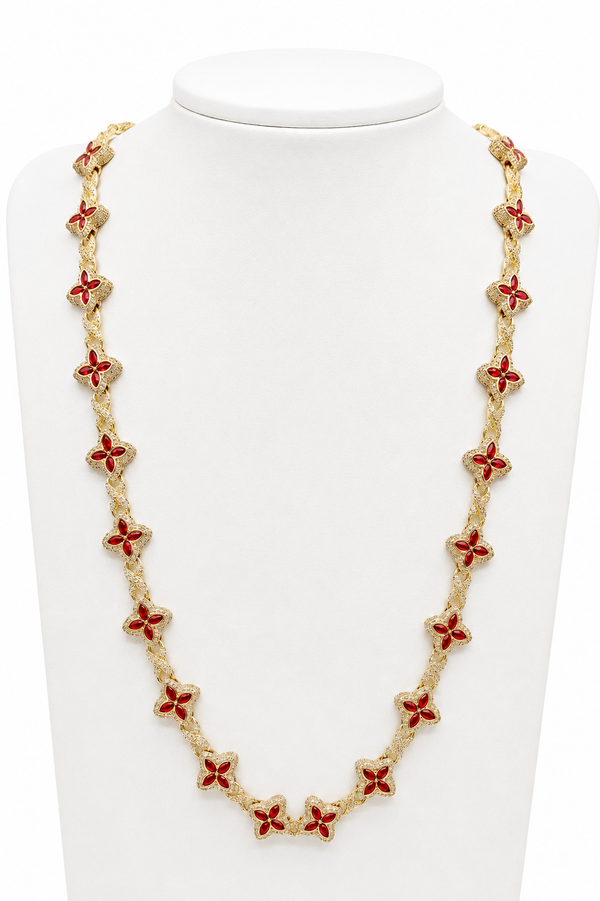 Cadena de Flores, en oro 18k