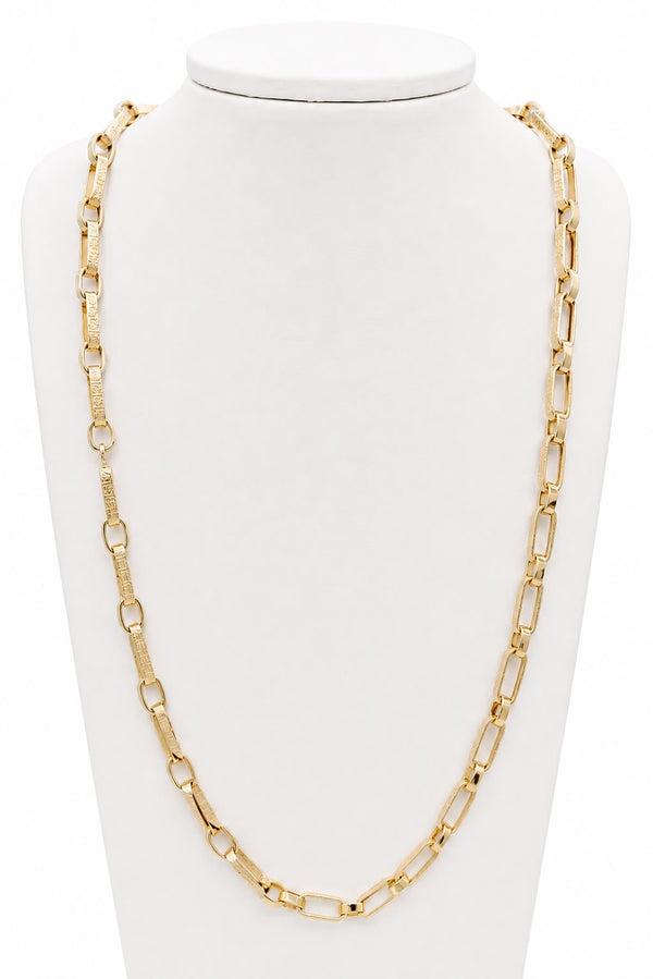 Cadena de eslabones con logo, en oro 18k