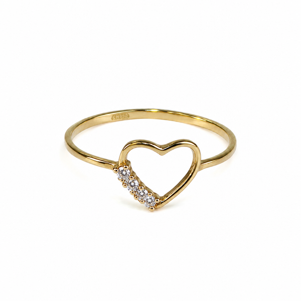 Anillo corazón, en oro 18k