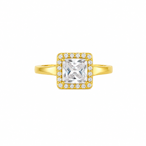 Anillo en oro 18k con piedra cuadrada blanca