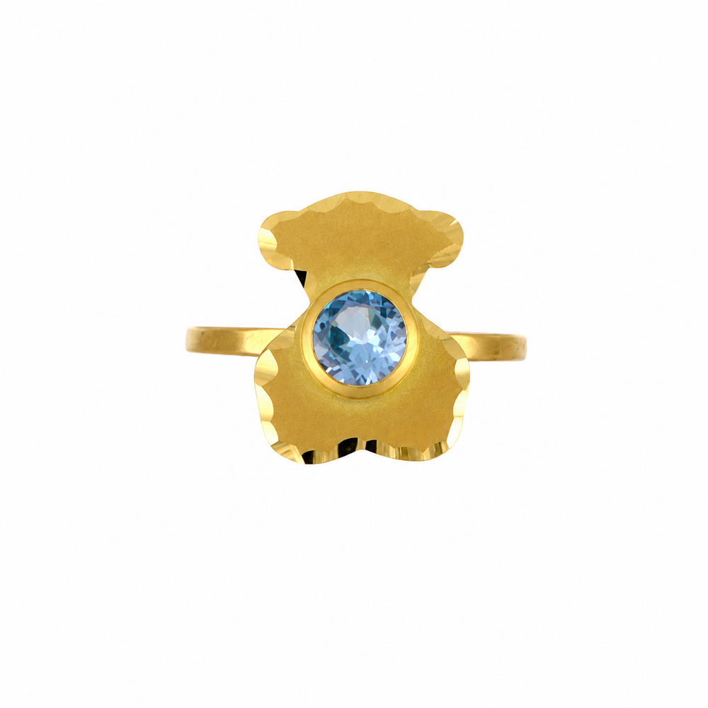 Anillo de oso en oro 18k, piedra color turquesa