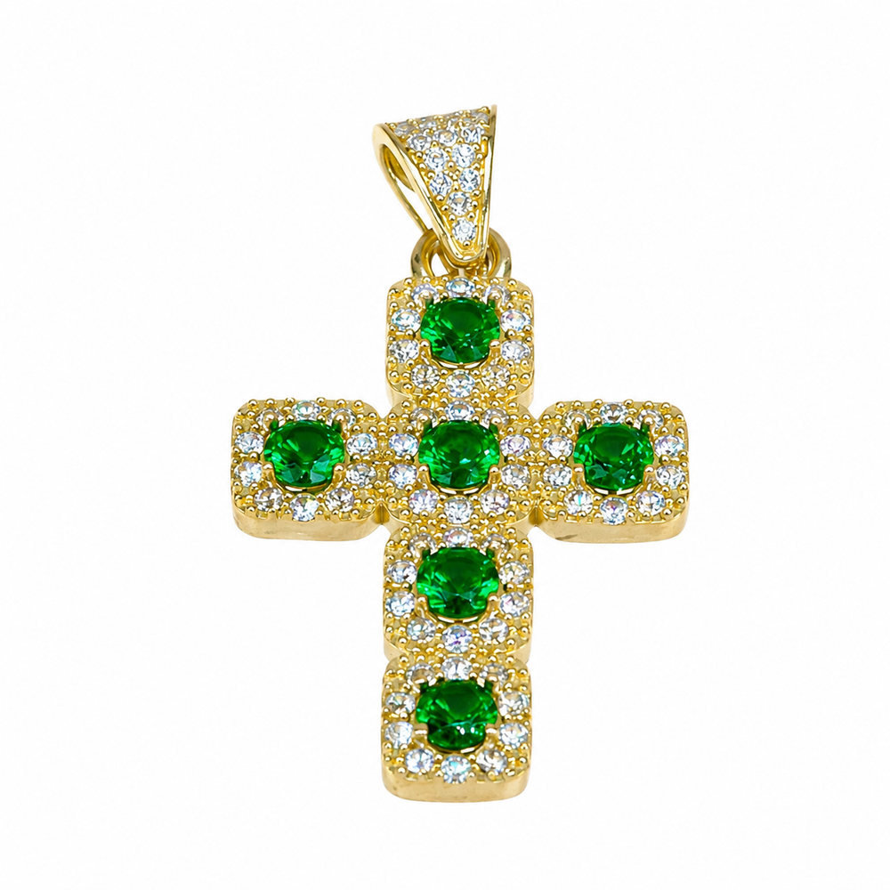 Colgante de cruz modelo isla, en oro 18k