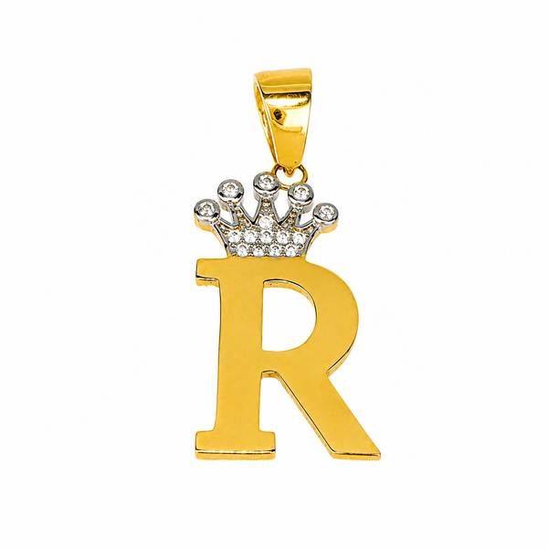 Colgante de la inicial “R” en oro 18k