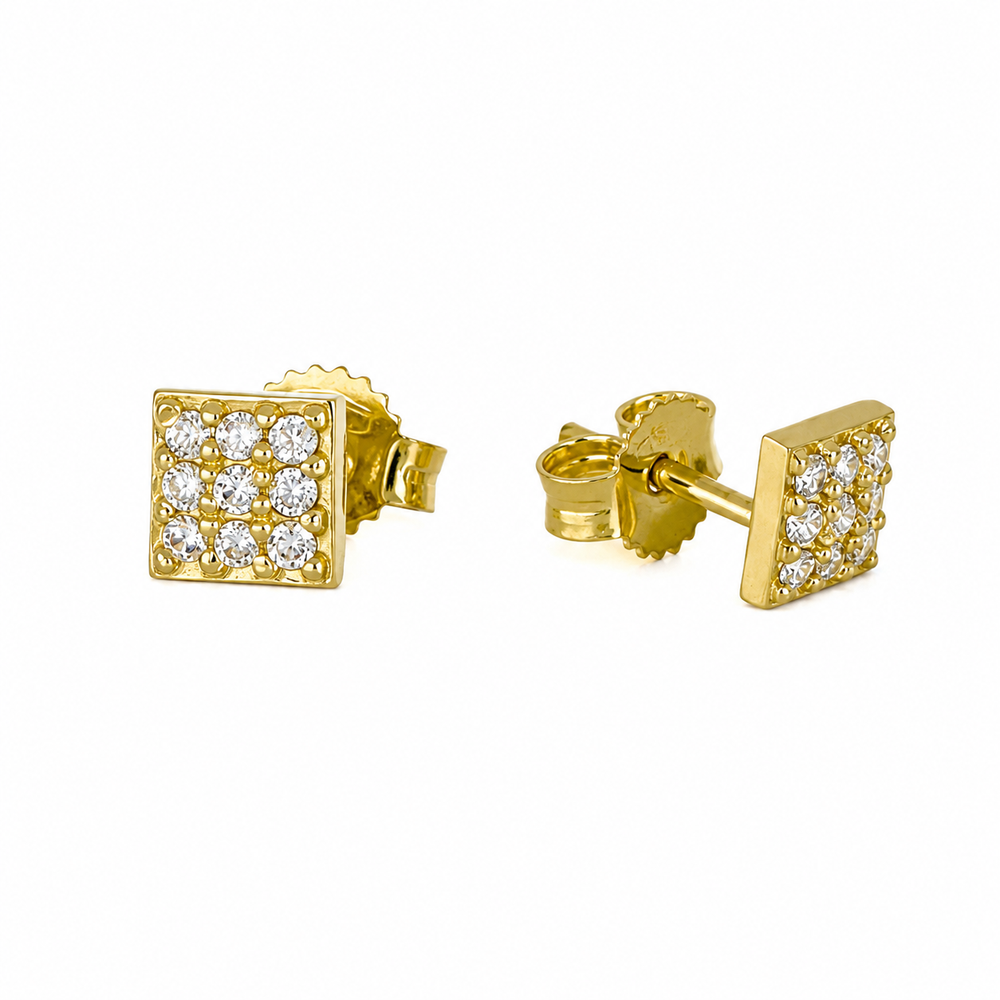 Pendientes cuadrados, en oro 18k