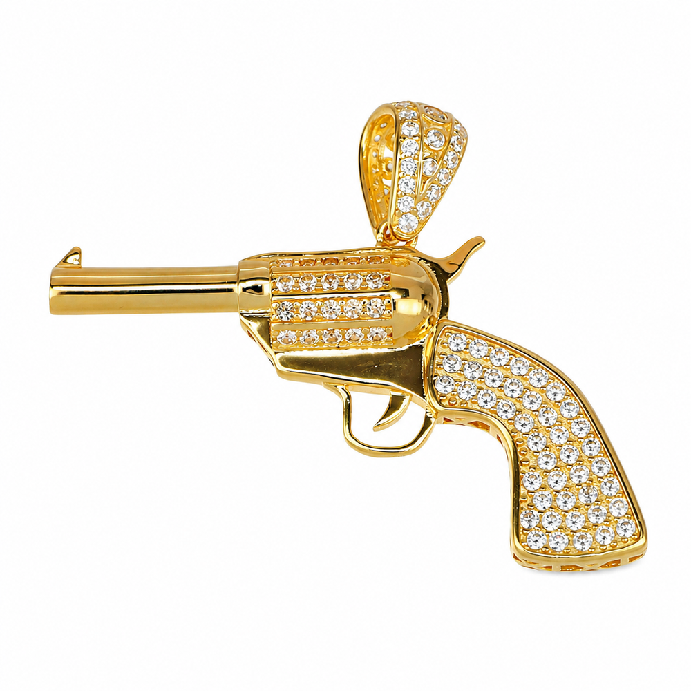 Colgante Revólver, en oro 18k