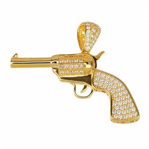 Colgante Revólver, en oro 18k
