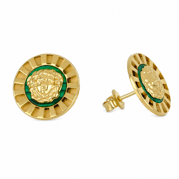 Pendientes redondos con logo, en oro 18k