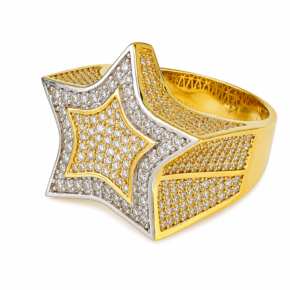Anillo estrella, en oro 18k
