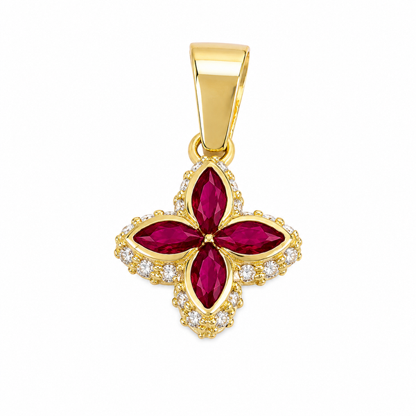 Colgante modelo Flor, en oro 18k.