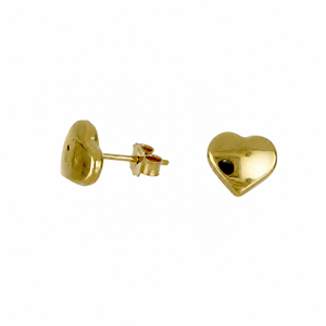 Pendientes de corazón lisos, en oro 18k