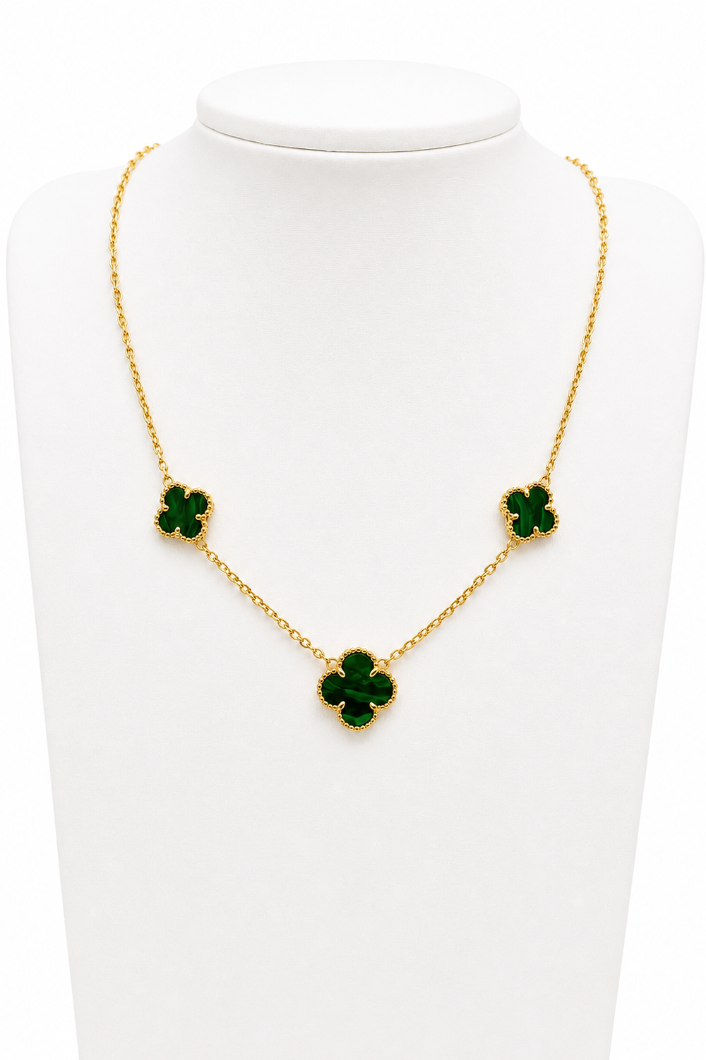 Cadena de flores verdes, en oro 18k