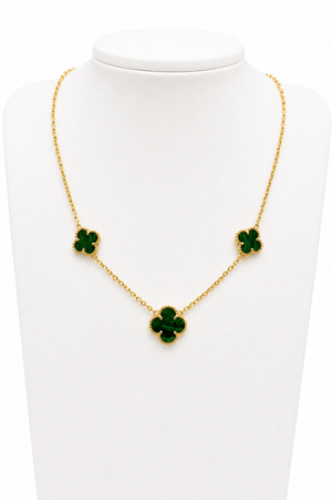 Cadena de flores verdes, en oro 18k