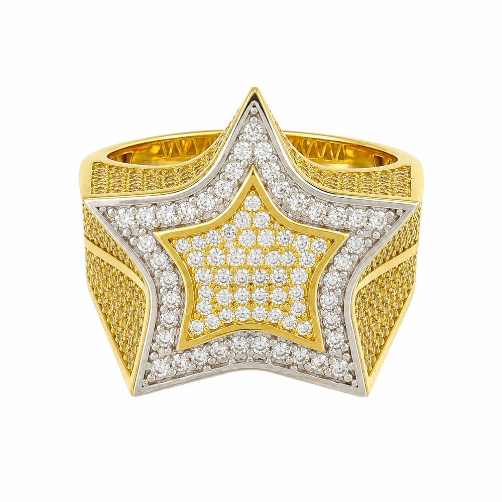 Anillo estrella, en oro 18k