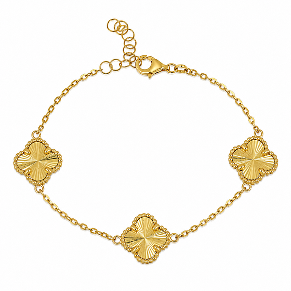 Pulsera de 3 tréboles, en oro 18k