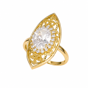 Anillo estilo lanzadera, en oro 18k
