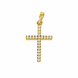 Cruz con piedras, en oro 18k