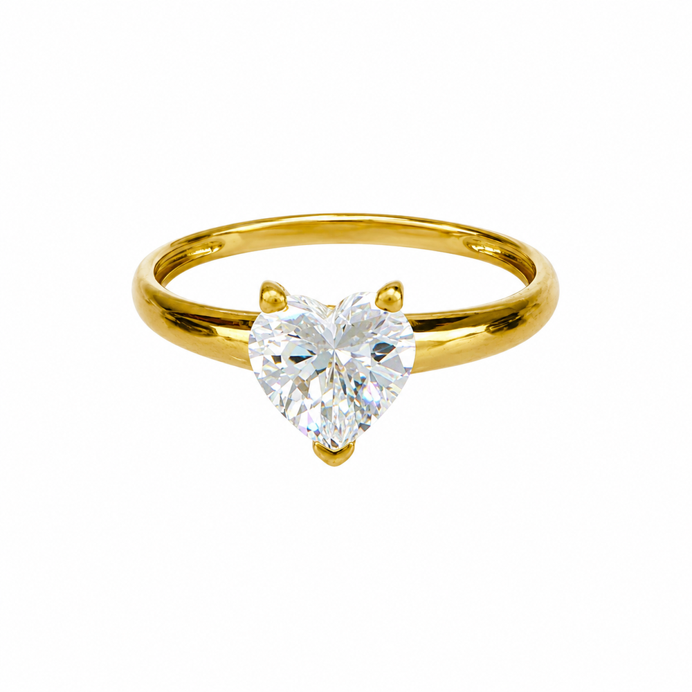 Solitario modelo love, en oro 18k