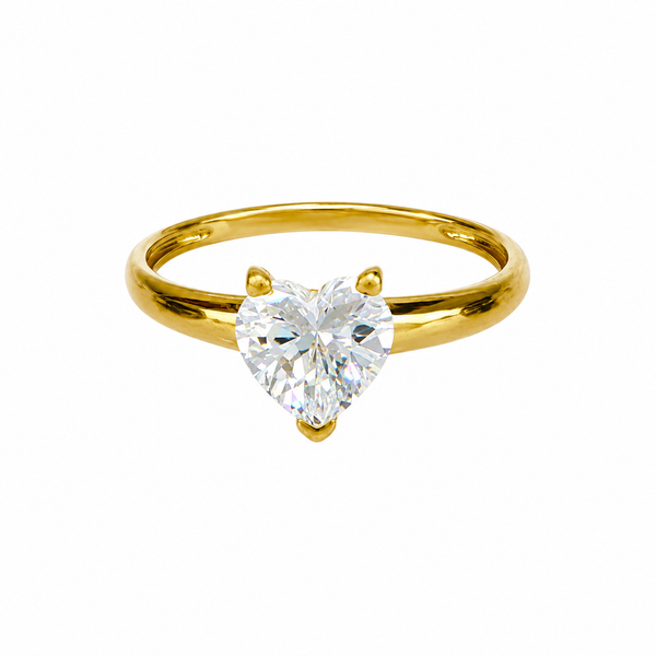 Solitario modelo love, en oro 18k