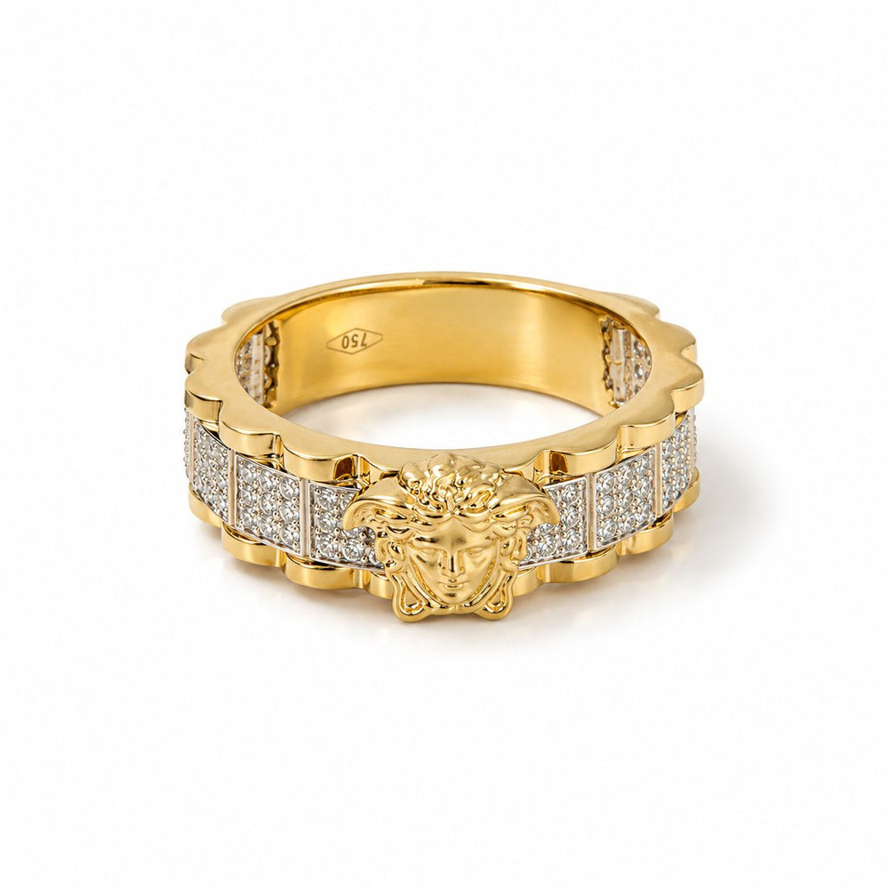 Anillo en oro 18k, con piedras blancas