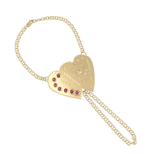 Manita doble corazón en oro 18k